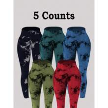 Women's Tie Dye Print Scrunch Sports Leggings, Sport High Waist Seamless Skinny Pants, Women Sport & Outdoor Clothing For Summer, Gym Clothes