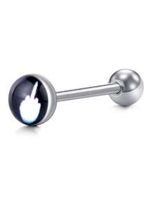 CIZME 花式文字图片徽标不锈钢直杠铃舌环棒穿孔饰品 14G 1.6*16mm 舌环