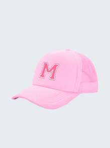 1pc Kid's 26 Alphabet Baseball Cap, Fashion Versatile Casual Sun Hat,Pink Mesh Breathable Trucker Cap, Suitable For Girls Back To School Daily Outfit, Gift