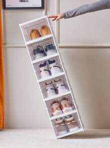 3 个加厚透明鞋盒带盖，可折叠可堆叠鞋子收纳盒，塑料材质，适用于运动鞋，节省空间，适用于入口、卧室、家庭、宿舍 3 个大鞋子收纳盒 - 彩色 - 查看 8