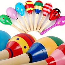 2pcs/8pcs/12pcs Colorful Wooden Sand Hammers, Mini Maracas Toy, Hand Percussion Rattles, Wooden Rumba Shaker Hand Musical Instruments With Clear Rhythm, For Party Favors, Musical Fun, Birthday Parties, Carnivals
