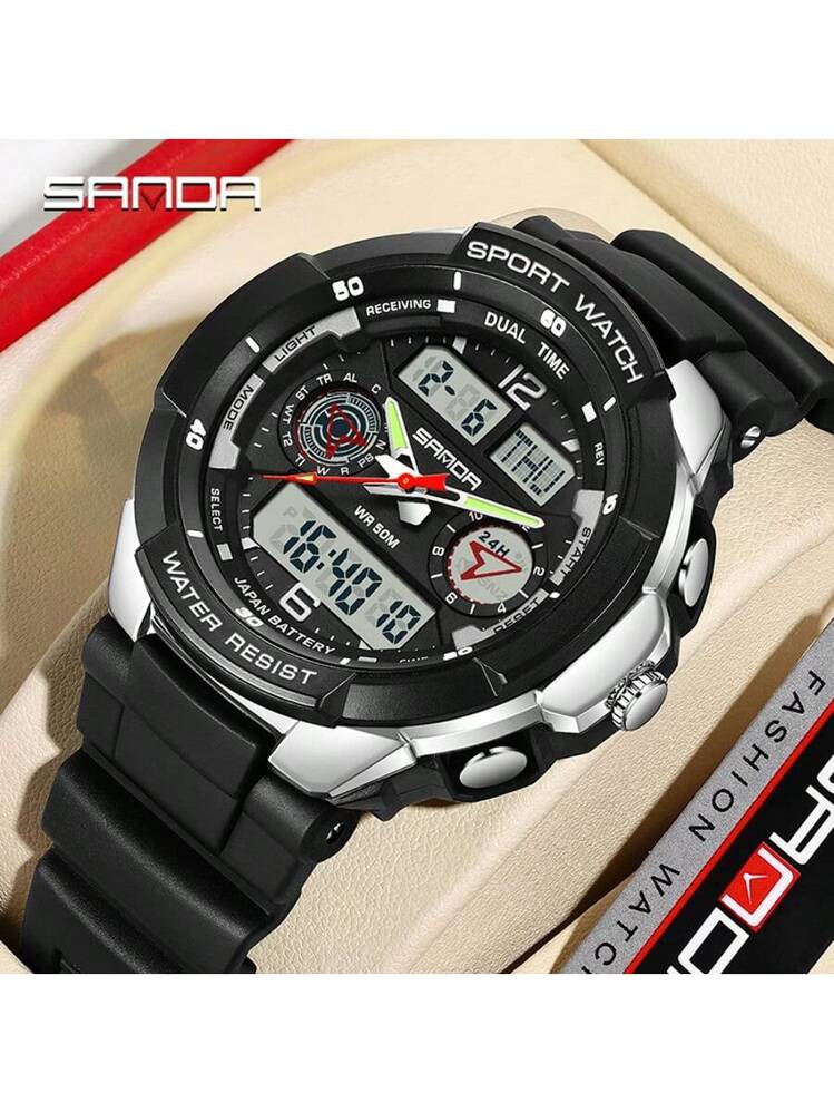 新品未使用】オリジナルSANDA 6200デジタル腕時計 ブラック SANDA 