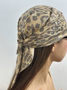 1pc Classic Leopard Print Square Scarf Elegant Ladies Sarong Outing Neck Protection Sunscreen Silk Scarf Bandana