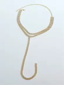 1 pieza Gargantilla de choker con borlas brillantes y diamantes de imitación, accesorio de joyería de moda personalizada y geométrica exagerada para mujer