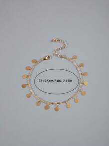 imoli 1 pezzo Cavigliera minimalista in metallo argento con nappina a catena base, realizzata su misura (quantità di disco e nappina varia)