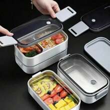 Hộp đựng thức ăn trưa bằng thép không gỉ 304 cho người lớn trẻ em trường học văn phòng 2 lớp có thể hâm nóng bằng lò vi sóng, hộp đựng thực phẩm Bento di động - Nhiều màu - Xem 9