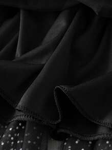 Women's Spring A-Line Skirt Elastic Band Long Dot Print Tulle Skirt For Travel, Beach, Shopping - Black - View 3