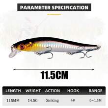 5pcs 11.5cm 14.5g Minnow Fishing Lures Wobbler Hard Baits Crankbaits ABS Artificial Lure For Bass Pike Fishing Tackle - Multicolor - View 8