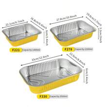 10/20pcs Assorted Sizes Gold Rectangular Aluminum Foil Take-Out Boxes, Aluminum Foil Baking Trays, Food Containers, Suitable For Baking, Heating, Storage, Preparing Food For Outdoor