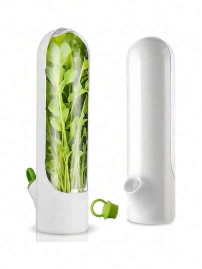 1 pieza Recipiente conservador de hierbas con compartimento para preservar y almacenar verduras, hierbas, cilantro en el refrigerador para mantener la frescura