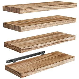 Floating Shelves Suitable For Different Wall Sizes, Farmhouse Wall Shelf For Bedroom, Bathroom, Living Room, Kitchen, Wood Floating Rack (Multi-Pack) (White) (Black) (Dark Brown)