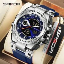 SANDA. SNADA G 款防震豪华男士电子军用手表运动多功能防水日历时尚双显示男士电子表 - 均碼 - 查看 2
