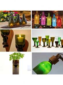 Glass Bottle Cutter Tool Set, Multi-Functional Metal Tools For Curved, Round, And Bottle Neck Handicrafts, DIY Project Accessories Include Glass Drill Bits, Sandpaper, Gloves, Cleaning Supplies - Multicolor - View 7