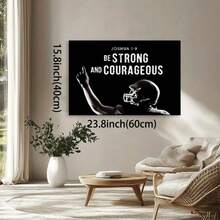 Framed Inspirational Football Wall Art Canvas Print - "Be Strong And Courageous" Motivational Sports Decor, Black And White Rugby Player Silhouette, Office, Or Gym, Perfect Easter Or Birthday Gift, Sports Wall Decor | Vintage Sports Print | High-Quality Print, Football Room Decor, Creative Home Decoration, High Quality Decorative Posters, Dormitory, Gym, Bar, Cafe, Arcade, Room Living Room Wall Decoration Painting, Perfect Gift. - Framed - View 4