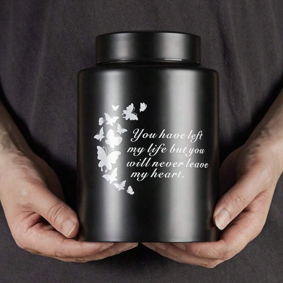 Urnas de cremación con diseño de mariposa para cenizas humanas, urnas decorativas para adultos hombres, mujeres, mascotas perros, gatos - Negro - Ver 1
