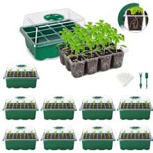 airskyce 10 Pieces Seed Starting Tray Seed Starting Kit With Humidity Cover, Plant Starting Kit And Seed Growing Basic Starting Kit - Green - View 1