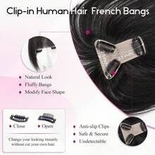 10英寸夹式刘海，真人发刘海发夹，配有3个结实夹子，360°全方位覆盖，轻盈刘海，适合女性，可修饰脸型。 - SNatural - 查看 4