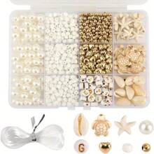 1000pcs Ocean Theme Bracelet Making Kit Set, Includes Shells, Turtles, Letters, Heart Shaped Beads For DIY Bracelets, Jewelry, Keychains, Accessories, Fashion Gifts - Multicolor - View 10