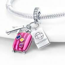 原创旅行度假风飞机行李吊坠珠 DIY 珠宝纯银适合工作日服装 - 飛機行李箱吊墜 - 查看 5