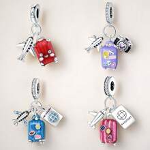 原创旅行度假风飞机行李吊坠珠 DIY 珠宝纯银适合工作日服装 - 飛機行李箱吊墜 - 查看 2