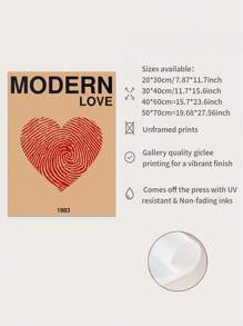 1pc,Text Printing, Modern Style Canvas Mural, Love Theme, Frameless, Indoor Use, Vertical, Home Office Decoration - Multicolor - View 7