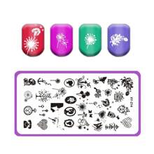 美甲印花板花叶心形印花模板几何蕾丝字母线条主题美甲不锈钢板转印图像板美甲工具 - 藍色 - 查看 8