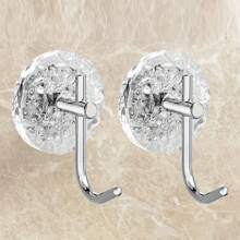 1/4pcs Of Luxury Wall-Mounted Coat Hooks For Home Decoration - Crystal Acrylic Metal Hooks, Self-Adhesive Towel And Bathrobe Hooks, No Need For Drilling, Multi-Functional, Suitable For Kitchen And Bathroom Accessories, Bathroom Storage Hooks