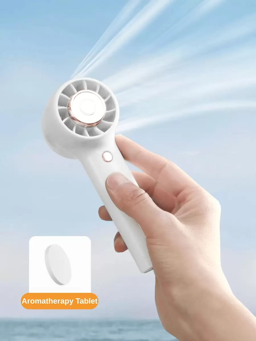 LEVIATECH 1pc Portable Handheld Mini Fan, 3 Wind Speed Adjustable, Built-In 1200mAh Rechargeable Battery, 7 Hours Runtime, Designed For Women's Makeup, USB Charging, With Wrist Strap And Hanging Rope, Suitable For Beach, Office, Outdoor And More - Multicolor - View 1
