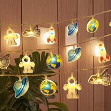 1 件 10/20 LED 亚克力太空灯，电池供电，生日派对装饰，主题布置，浪漫童话灯，节日，婚礼，儿童房卧室 - 亞克力太空燈串 - 查看 5