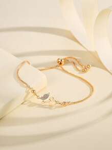 1-Piece Teen Girls' Gold Butterfly & Heart Charm Bracelet Hypoallergenic Adjustable Cute Jewelry For Birthdays, Graduation & Valentine's Day Gifts