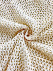 FOR BEAUTY 杏色性感斜领针织连衣裙，优雅简约沙滩音乐节蜜月婚礼季度假风镂空薄款开衩连衣裙罩衫，适合狂欢节、新年、情人节等场合。 - 杏色 - 查看 12