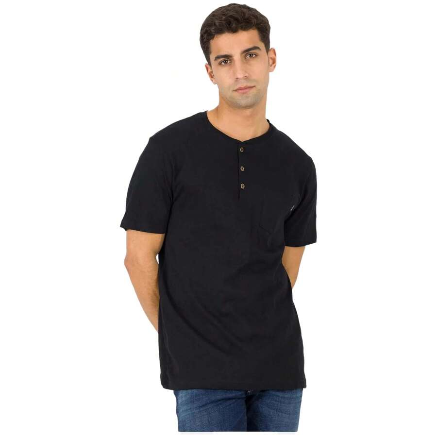 Tiffosi Men's Short Sleeve Blouse With Buttons T-Shirt In Black ✅ Delivery 24/72h To Spain (Peninsula) - Black - View 1