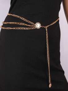 1pc Alloy Unique Body Chain Vintage Tassel Multi-Layer Waist Chain