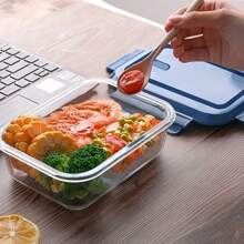 High Borosilicate Glass Food Storage Container, Sealed Vacuum Salad Container With Lock Lid, Microwave And Oven Safe, Dishwasher Safe, Multi-Purpose Kitchen Food Storage And Sorting Box, Suburban Bento Box