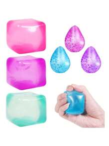 Cubo antiestrés, pelotas antiestrés blanditas para adultos, juguetes sensoriales antiestrés para ansiedad y alivio del estrés, juguetes calmantes pelotas antiestrés de subida lenta y extensibles para TDAH, pelota de azúcar malta (los estilos y colores son aleatorios) - Multicolor - Ver 1