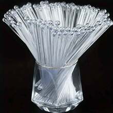 100/50/10 unidades Varillas de mezcla doradas elegantes con purpurina, agitadores de cóctel de cristal transparente - Perfectas para cócteles, postres y café - Ideal para Navidad, bodas, cumpleaños y talla grande - Mezclador de plástico duradero de 7.24 pulgadas