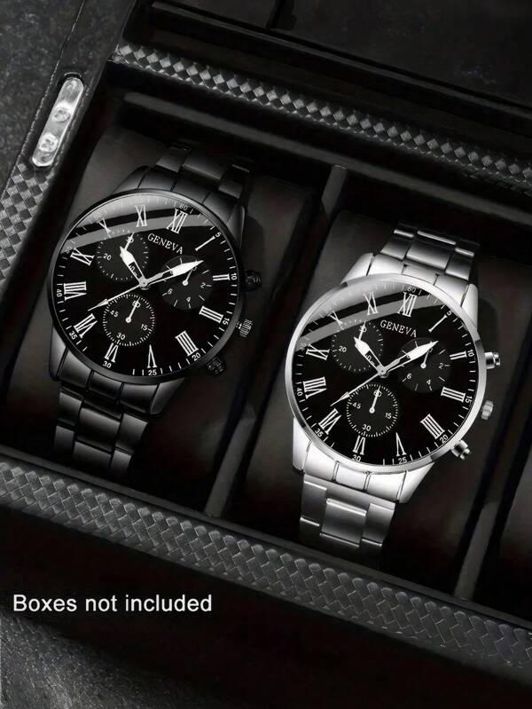 2/1 pieza Reloj de cuarzo de estilo de negocios de moda con carcasa de aleación de zinc para hombres, regalos festivos, decoración para uso diario