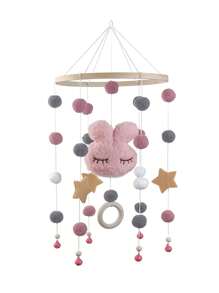 1 Piece Crib Bell With Sturdy Frame - Cartoon Rabbit Head Mobile Rattle - Newborn Photography Prop, Perfect For Baby Shower, Christening Gift, Holiday Decoration - Multicolor - View 6