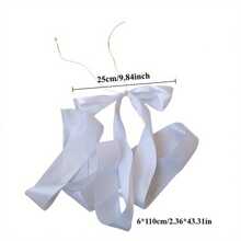 10/5pcs/1pc White Satin Ribbon Bow Chair Ribbon, Pure White Decorative Ribbon Wedding Aisle Decorative Pendant, Event Party Wedding Chair Decoration, White Satin Elegant Ribbon Bench Bow With Long Tail, Wedding Banquet Chair Back Flower Bow Silk Scarf, Used For Bridal Shower, Reception, Wedding Ceremony, With Long Tail