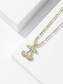 1 pieza Collar colgante de cereza grande/pequeña con incrustaciones de circonita, enchapado en oro de 14K, elegante y clásico, hipoalergénico, adecuado como regalo para la madre/pareja de San Valentín/amiga/padrino, Primera Comunión católica, uso diario/festivo y oración