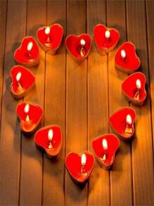 50/100 piezas Candles ligeros con forma de corazón para té, cera de parafina natural, mini candle sin perfume, decoración romántica para el hogar para San Valentín, propuesta, cenas románticas, boda, regalo del Día de la Madre, decoraciones del día del carnaval