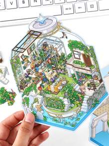 3pcs PET 2.5D Mini Diorama Decorative Sticker Set, Open Now Series, Suitable For Office, Home, Marking, Labels, Classroom, Toy, Student DIY Decor,School Supplies,Back To School - Multicolor - View 4