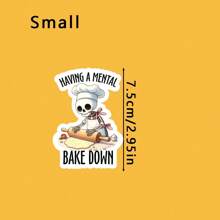 骷髅烘焙贴纸，“我正在精神烘焙”幽默乙烯基贴花，有趣的厨房贴花，给面包师和厨师的礼物，恐怖烘焙贴花 - 彩色 - 查看 5
