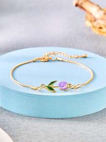 1 pieza Brazalete elegante con tulipán esmaltado