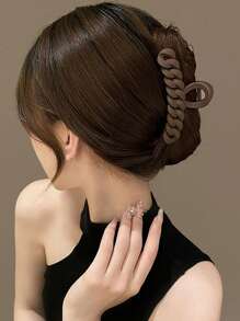 4pcs/1pc Women Simple Solid Color Plastic Hair Clips, Versatile, Elegant, Suitable For Daily, Casual, Party, Commute, Vacation, Hair-Styling, Face-Washing, Makeup, Laundry, Black/White/Khaki/Brown, Large Size Hair Claws Claw Clips Hair Jaw Clip Hair Clamps Hair Clutch Hair Catcher Clip Fall Winter Hair Accessories For Women - Multicolor - View 7