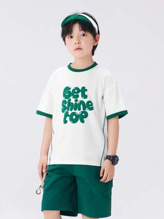  Kleine Jungen Kurzarm T-Shirt, Sommer Kinder lässiges vielseitiges Top, Zosee