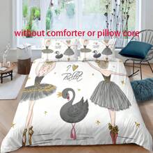 3pcs/Set The Little Girl Dancing With Swan Pattern Comforter Cover Set, 1pc Comforter Cover With 2pcs Pillowcases, High Definition Printing, Home And Dorm Decor, Soft And Comfortable Bedding Set
