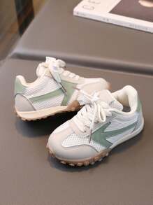 1 Pair Baby Boys' Breathable Mesh Splice Outdoor Running Shoes - Green - View 5