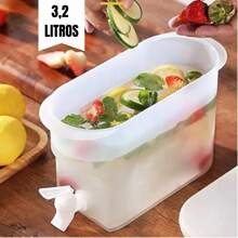 Plastic Juicer With Lid For Refrigerator With Tap, 3.5 Liters Capacity For Flavored Water In Summer - trắng - Xem 2