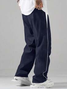 1pc Men Drawstring Waist Loose Sports Pants, Solid Color Casual Trousers, Spring/Summer, Lightweight, Breathable, Quick Dry Workout Sweatpants, Suitable As Gift For Boyfriend